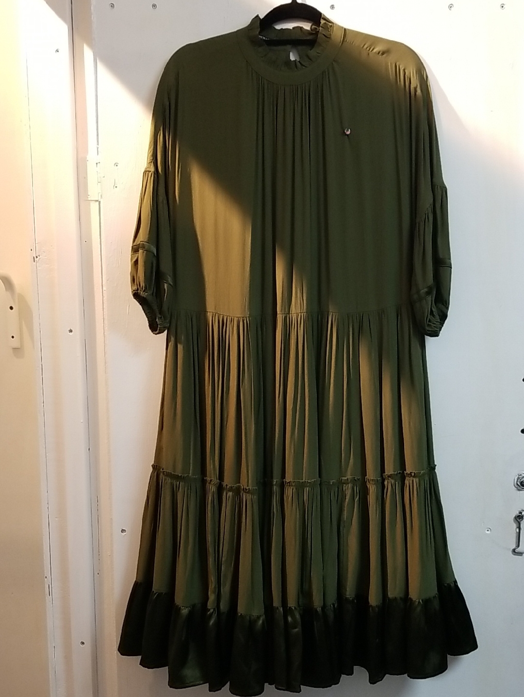 Scotch & Soda Olive Green Tiered Maxi Dress With Dark Hem